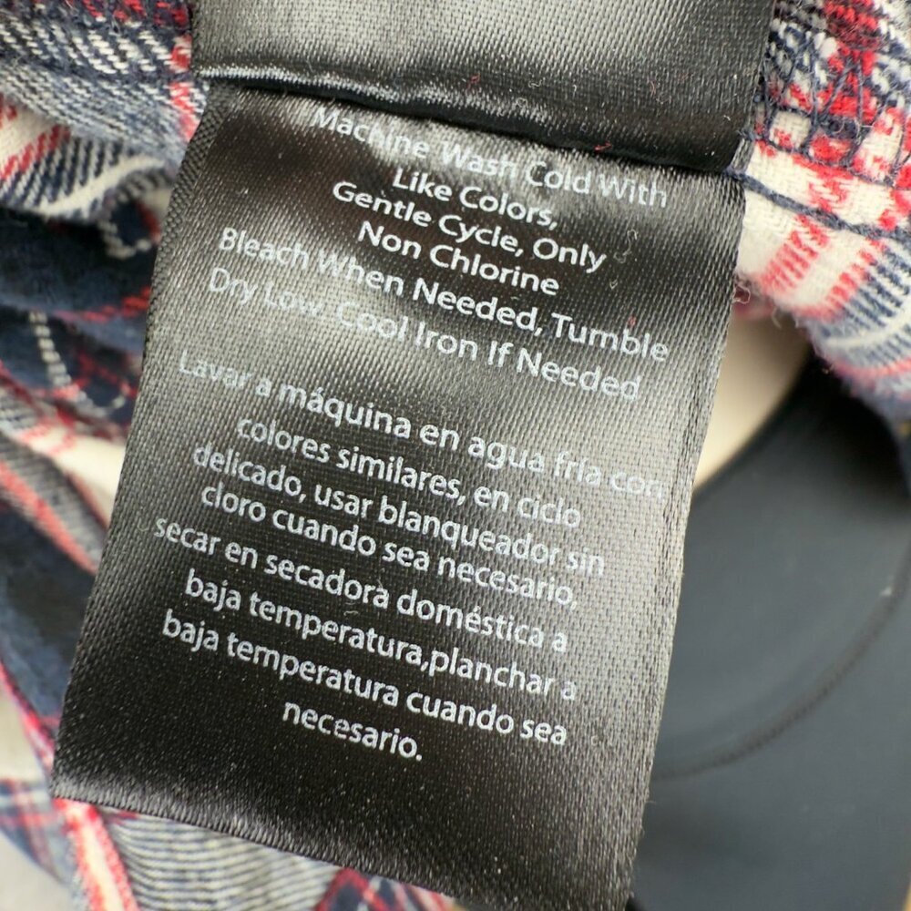 HARVE BENARD Plaid Red White‎ Black & Blue Button Up 3/4 Sleeves Shirt Size XL - Picture 8 of 9